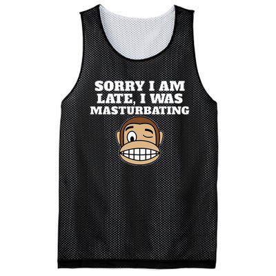 Sorry I Am Late I Was Masturbating Mesh Reversible Basketball Jersey Tank