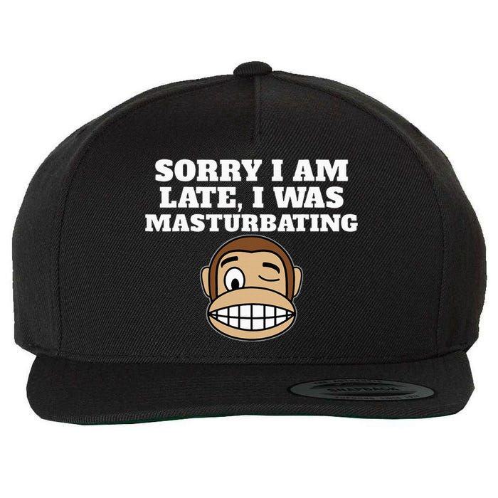 Sorry I Am Late I Was Masturbating Wool Snapback Cap