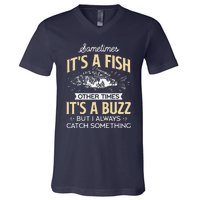 Sometimes ItS A Fish Funny Fishing & Angler Joke Gift V-Neck T-Shirt