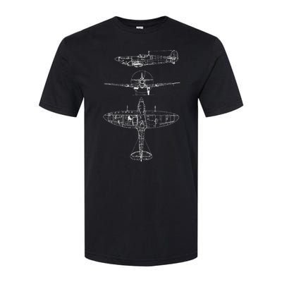 Spitfire Iconic British Airplane Blueprint Design Softstyle® CVC T-Shirt