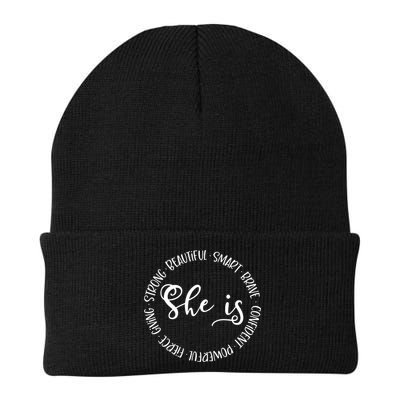 She Is Beautiful Smart Brave Confident Powerful Strong Meaningful Gift Beanie