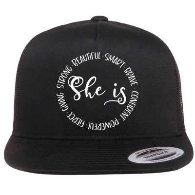 She Is Beautiful Smart Brave Confident Powerful Strong Meaningful Gift Flatbill Hat