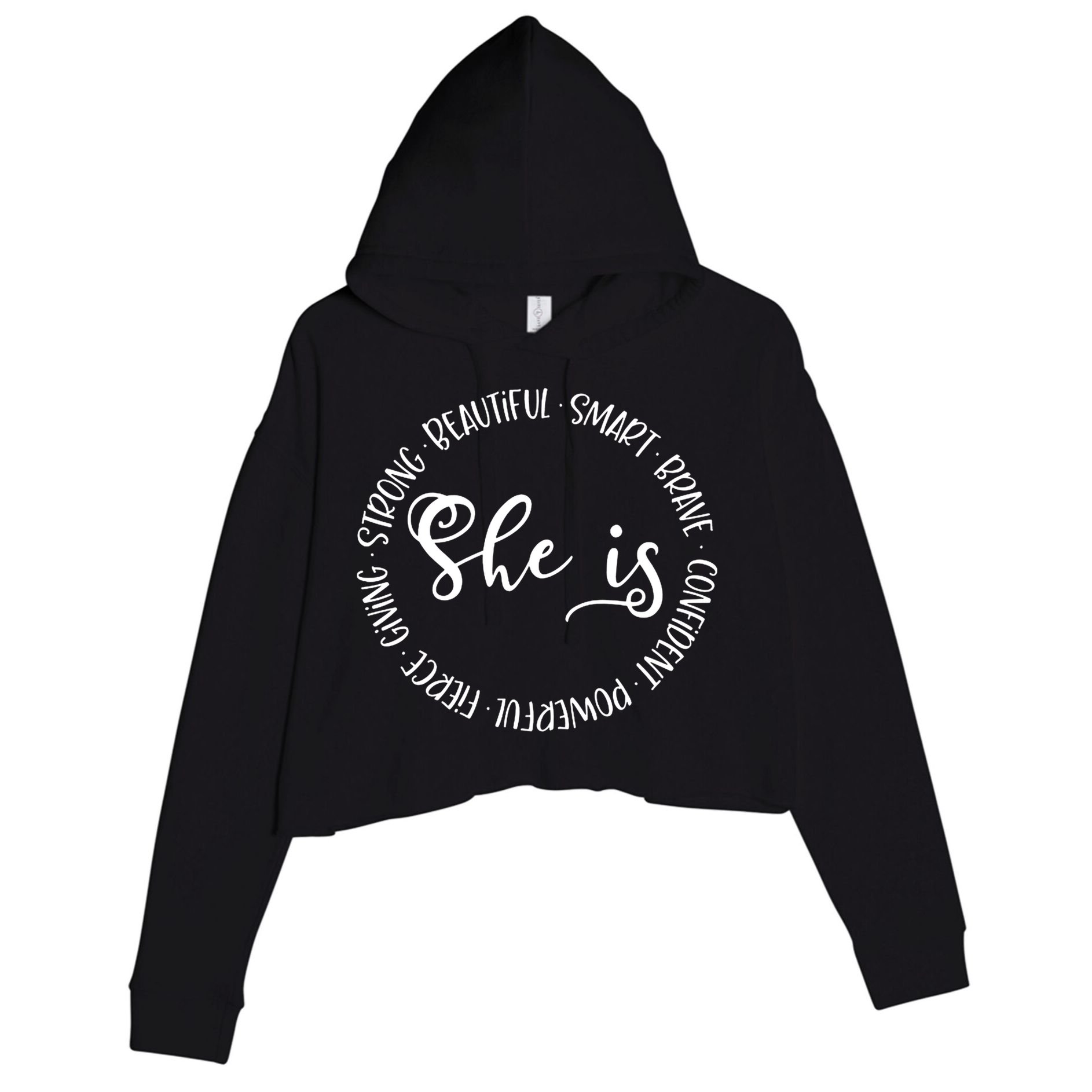 She Is Beautiful Smart Brave Confident Powerful Strong Meaningful Gift Crop Fleece Hoodie