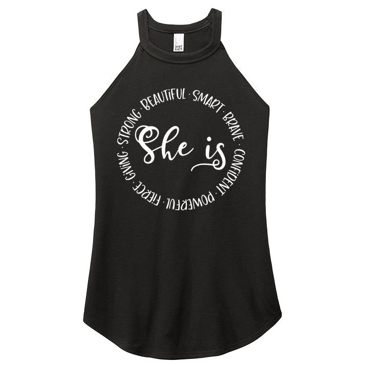 She Is Beautiful Smart Brave Confident Powerful Strong Meaningful Gift Women's Perfect Tri Rocker Tank