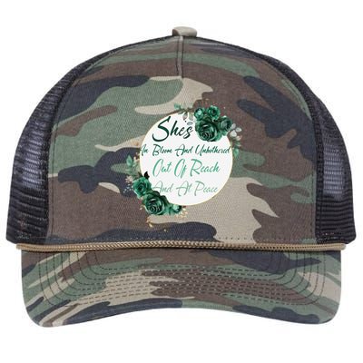 She’S In Bloom And Unbothered Out Of Reach And At Peace Retro Rope Trucker Hat Cap