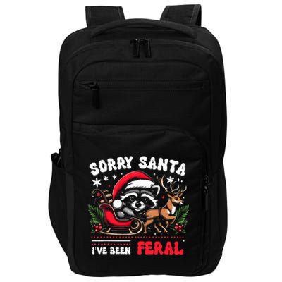 Sorrysanta IVe Been Feral Raccoon Xmas Lights Reindeer Impact Tech Backpack