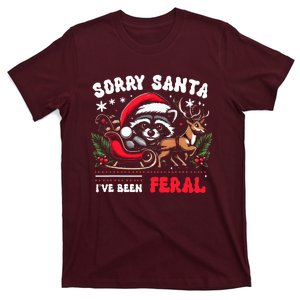 Sorrysanta IVe Been Feral Raccoon Xmas Lights Reindeer T-Shirt