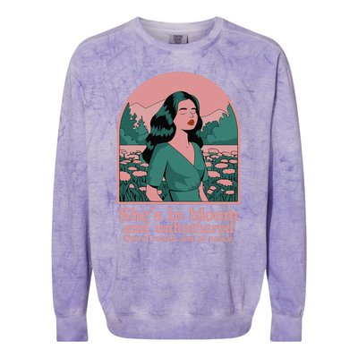 She’S In Bloom And Unbothered Out Of Reach And At Peace Colorblast Crewneck Sweatshirt