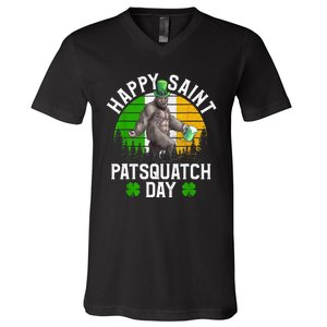 Sasquatch Irish Bigfoot St Patricks Day Green Beer Gift V-Neck T-Shirt