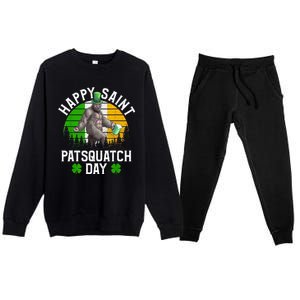 Sasquatch Irish Bigfoot St Patricks Day Green Beer Gift Premium Crewneck Sweatsuit Set