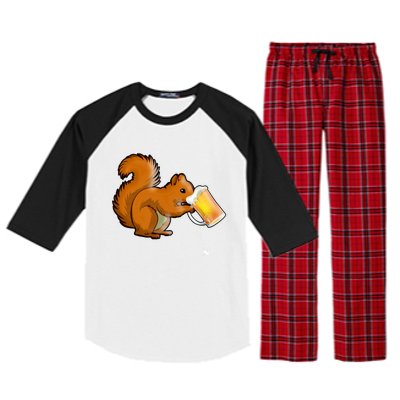 Squirrel Ing Beer Nimal Lovers Gift Beer Squirrel Cute Gift Raglan Sleeve Pajama Set