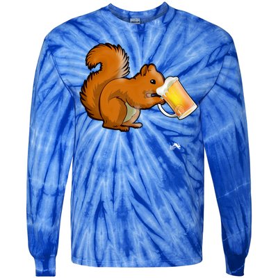 Squirrel Ing Beer Nimal Lovers Gift Beer Squirrel Cute Gift Tie-Dye Long Sleeve Shirt