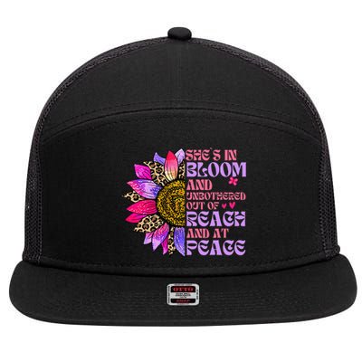 She’S In Bloom And Unbothered Out Of Reach And At Peace 7 Panel Mesh Trucker Snapback Hat