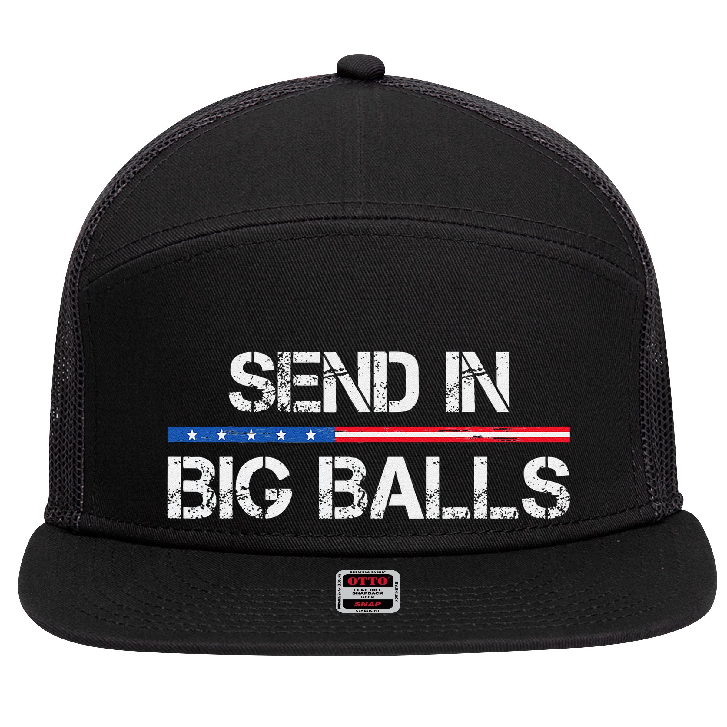 Send In Big Balls Doge D.O.G.E Gift 7 Panel Mesh Trucker Snapback Hat