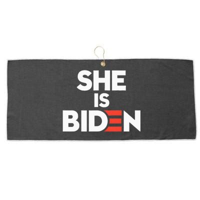 She Is Biden Funny Pro Trump Anti Biden Harris Politics 2024 Large Microfiber Waffle Golf Towel