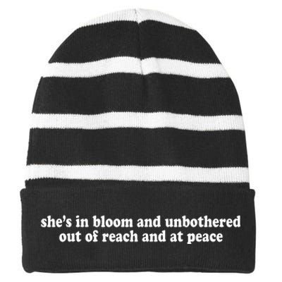 She’S In Bloom And Unbothered Out Of Reach And At Peace Striped Beanie with Solid Band