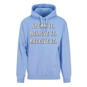 Speak It. Believe It. Receive It. Unisex Surf Hoodie