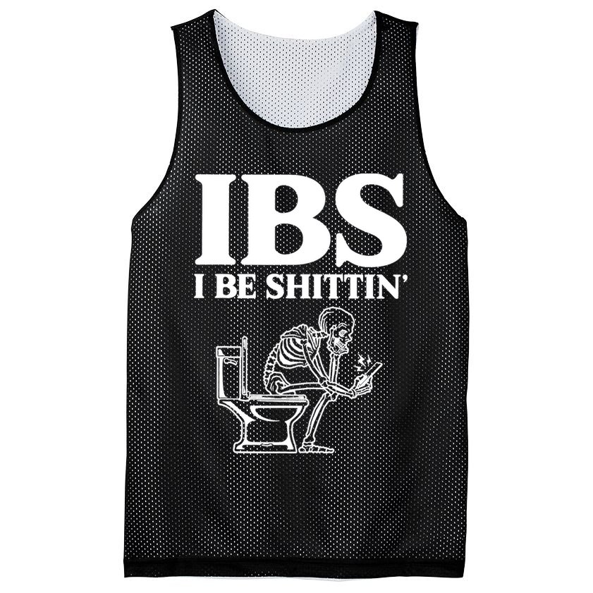 Skeleton I Be Shittin Ibs Funny Mesh Reversible Basketball Jersey Tank
