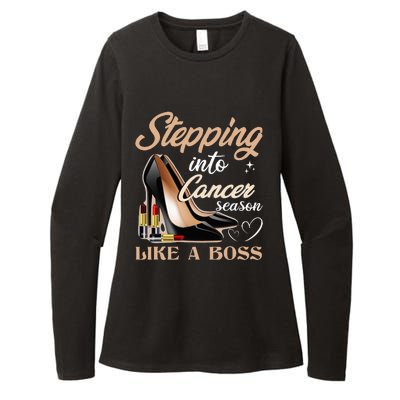 Stepping Into Cancer Season Like A Boss Zodiac Birthday Womens CVC Long Sleeve Shirt