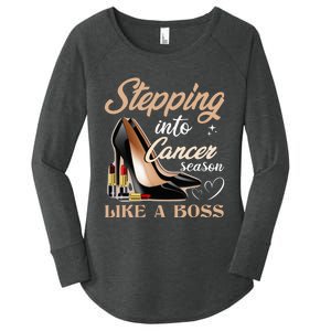 Stepping Into Cancer Season Like A Boss Zodiac Birthday Women's Perfect Tri Tunic Long Sleeve Shirt