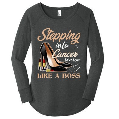 Stepping Into Cancer Season Like A Boss Zodiac Birthday Women's Perfect Tri Tunic Long Sleeve Shirt