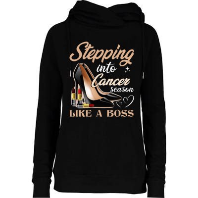 Stepping Into Cancer Season Like A Boss Zodiac Birthday Womens Funnel Neck Pullover Hood