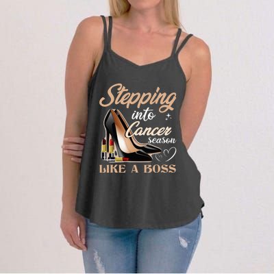 Stepping Into Cancer Season Like A Boss Zodiac Birthday Women's Strappy Tank