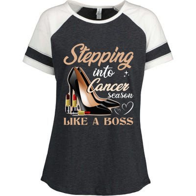 Stepping Into Cancer Season Like A Boss Zodiac Birthday Enza Ladies Jersey Colorblock Tee