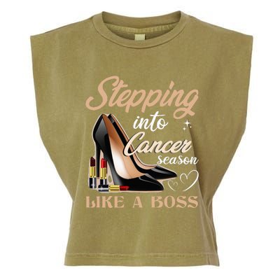 Stepping Into Cancer Season Like A Boss Zodiac Birthday Garment-Dyed Women's Muscle Tee