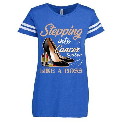 Stepping Into Cancer Season Like A Boss Zodiac Birthday Enza Ladies Jersey Football T-Shirt