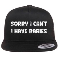 Sorry I Cant I Have Rabies Funny Humorous Women Outfit Flat Bill Trucker Hat