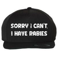 Sorry I Cant I Have Rabies Funny Humorous Women Outfit Wool Snapback Cap