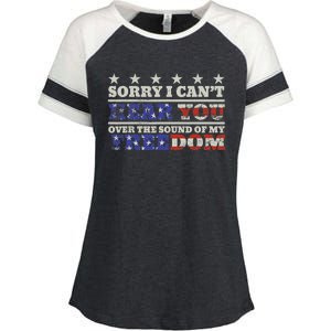 Sorry I Can't Hear You Over The Sound Of My Freedom 4th July Enza Ladies Jersey Colorblock Tee