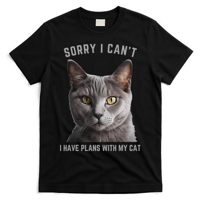 Sorry I Can't I Have Plans With My Cat Gray Cat T-Shirt