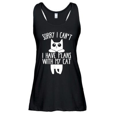 Sorry I Can't I Have Plans With My Cat Gift Ladies Essential Flowy Tank