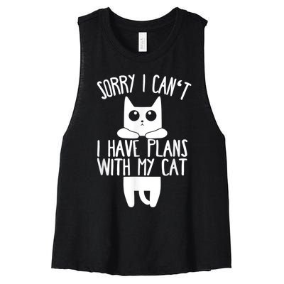 Sorry I Can't I Have Plans With My Cat Gift Women's Racerback Cropped Tank