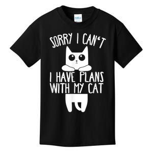 Sorry I Can't I Have Plans With My Cat Gift Kids T-Shirt