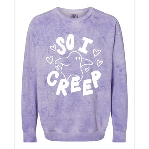 So I Creep Halloween Gift Funny Ghost Cute Spooky Season Gift Colorblast Crewneck Sweatshirt