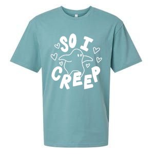 So I Creep Halloween Gift Funny Ghost Cute Spooky Season Gift Sueded Cloud Jersey T-Shirt