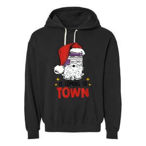 Sani-Cloth Is Coming To Town Funny Christmas Nurse Nursing Garment-Dyed Fleece Hoodie