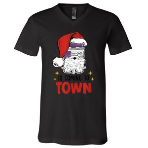 Sani-Cloth Is Coming To Town Funny Christmas Nurse Nursing V-Neck T-Shirt