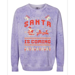 Santa Is Coming Matching Christmas Pajamas Ugly Christmas Gift Colorblast Crewneck Sweatshirt