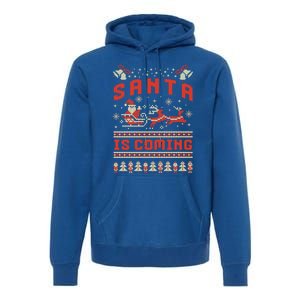 Santa Is Coming Matching Christmas Pajamas Ugly Christmas Gift Premium Hoodie