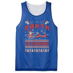 Santa Is Coming Matching Christmas Pajamas Ugly Christmas Gift Mesh Reversible Basketball Jersey Tank