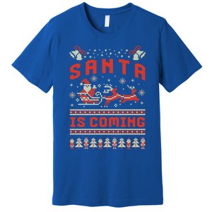 Santa Is Coming Matching Christmas Pajamas Ugly Christmas Gift Premium T-Shirt