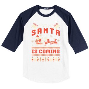 Santa Is Coming Matching Christmas Pajamas Ugly Christmas Gift Baseball Sleeve Shirt