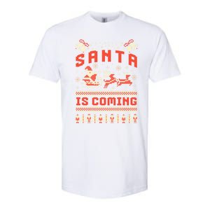 Santa Is Coming Matching Christmas Pajamas Ugly Christmas Gift Softstyle CVC T-Shirt