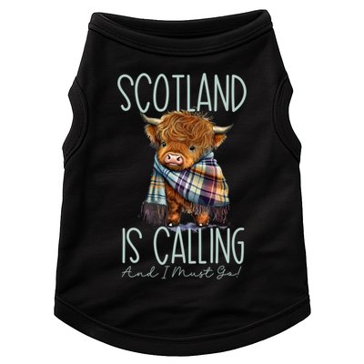 Scotland Is Calling And I Must Go! Highland Cow Gift Doggie Tank