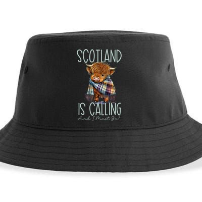 Scotland Is Calling And I Must Go! Highland Cow Gift Sustainable Bucket Hat