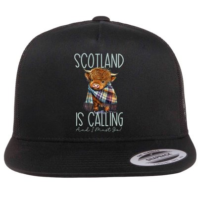Scotland Is Calling And I Must Go! Highland Cow Gift Flatbill Hat